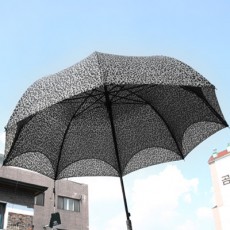 2중 호피무늬패턴 장우산 - 그레이