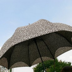 2중 호피무늬패턴 장우산 - 베이지