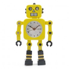 관절이 자유롭게 움직이는 양철 로봇 알람시계 - 옐로우